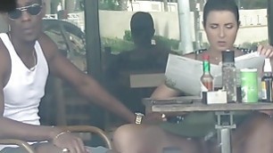 Cheating Wife #4 Part 3 - Hubby films me outside a cafe Upskirt Flashing and having an Interracial affair with a Black Man!!!