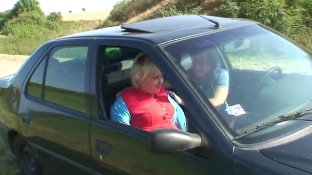 Grandma Giving Head and Getting Fucked Roadside